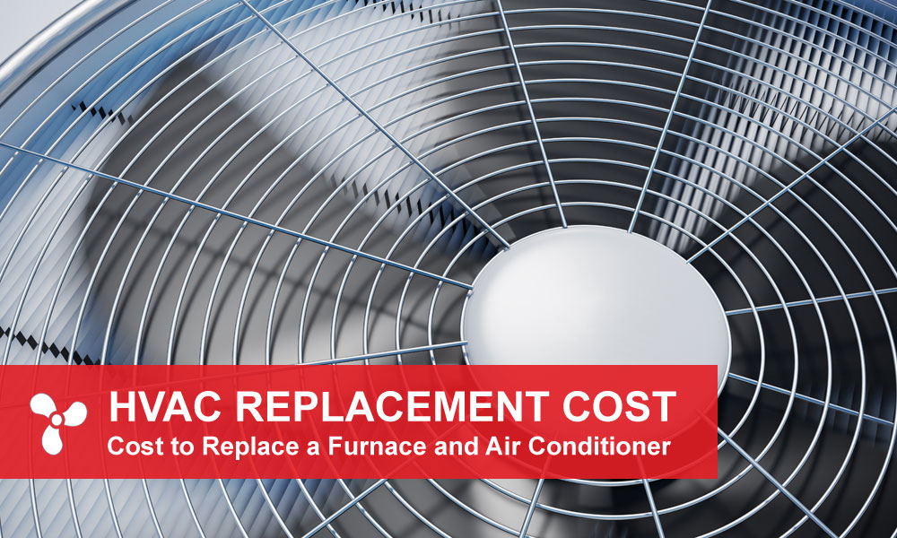 Close-up of HVAC unit fan; HVAC replacement cost to replace furnace and air conditioner.