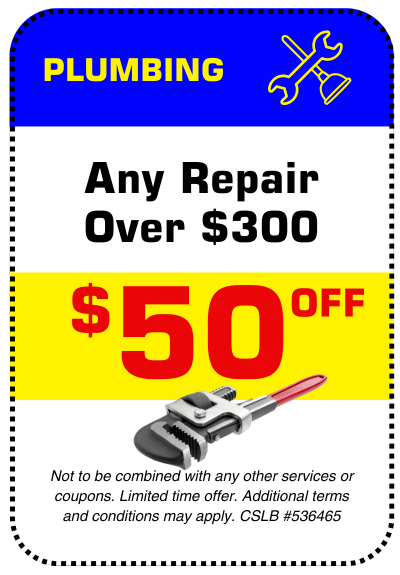 Plumbing repair coupon: $50 off any repair over $300.