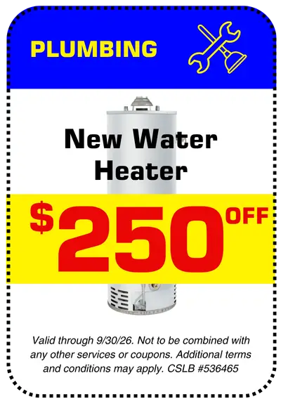 Conejo Services coupon for $250 off a new water heater